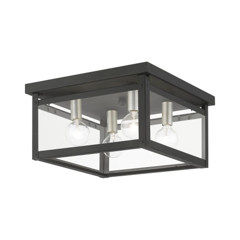 4 Light Black with Brushed Nickel Finish Candles Square Flush Mount (108|4032-04)