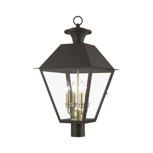 4 Light Bronze with Antique Brass Finish Cluster Outdoor Extra Large Post Top Lantern (108|27223-07)