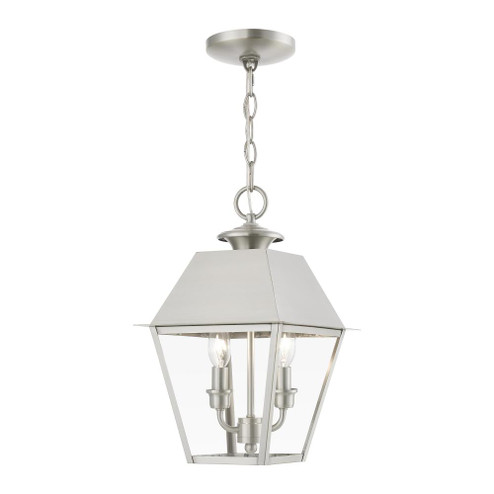 2 Light Brushed Nickel Outdoor Medium Pendant Lantern (108|27217-91)