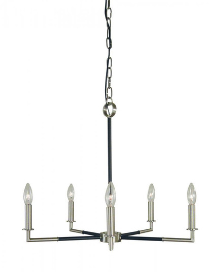 5-Light Brushed Nickel/Matte Black Schiller Chandelier (13751|F-L1085 BN/MBLACK)