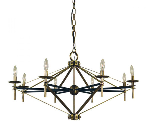 8-Light Antique Brass/Matte Black Fleurette Chandelier (13751|F-L1028 AB/MBLACK)