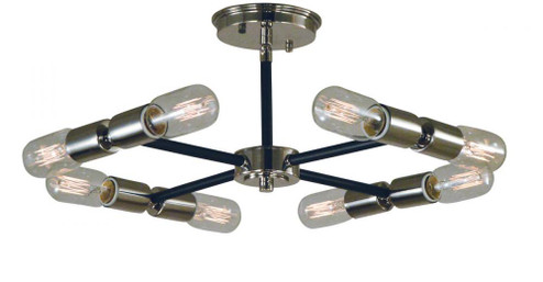 8-Light Polished Nickel/Matte Black Gyrate Semi-Flush (13751|F-L1018 PN/MBLACK)