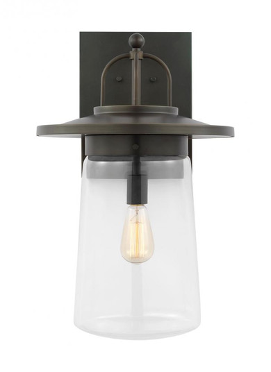 Tybee traditional 1-light outdoor exterior extra-large wall lantern in antique bronze finish with cl (38|8808901-71)