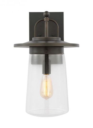 Tybee traditional 1-light outdoor exterior large wall lantern in antique bronze finish with clear gl (38|8708901-71)