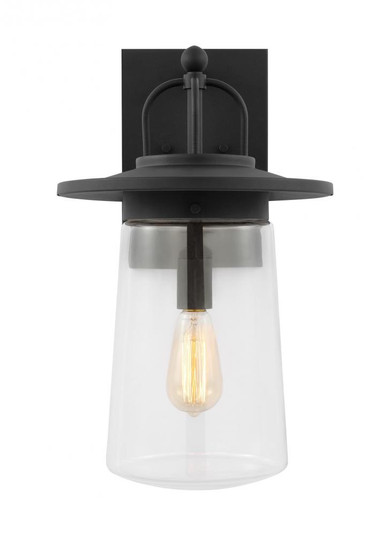 Tybee traditional 1-light outdoor exterior large wall lantern in black finish with clear glass shade (38|8708901-12)