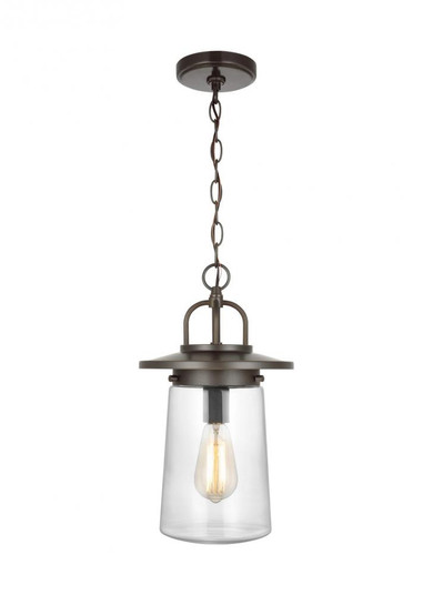 Tybee traditional 1-light outdoor exterior pendant in antique bronze finish with clear glass shade (38|6208901-71)