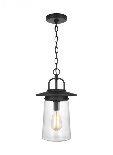 Tybee traditional 1-light outdoor exterior pendant in black finish with clear glass shade (38|6208901-12)