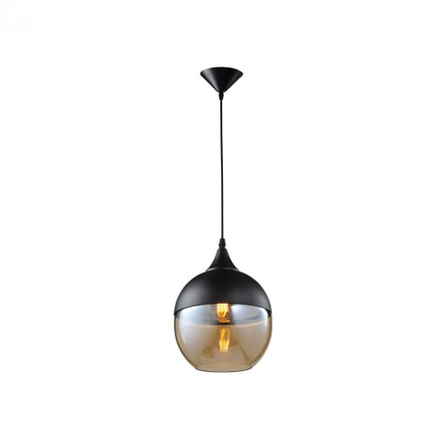 Robertson Blvd. 8'' Pendant in Black with Amber Bronze Glass (4450|HF9111-BK/BZ)