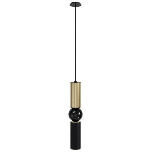 Cicada 17''H Cylinder LED Pendant in Brushed Brass and Black (4450|HF1091-BB-BK)