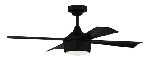 Theo 42'' 4-Blade Indoor/Outdoor (Damp) Ceiling Fan, Flat Black Finish, Flat Black Blades; Light  (20|THO42FB4)
