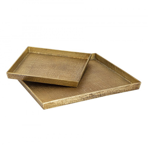 Square Linen Texture Tray - Set of 2 Brass (91|H0807-10664/S2)