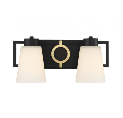 Russo 2-Light Bathroom Vanity Light in Matte Black with Warm Brass Accents (641|V6-L8-4450-2-143)