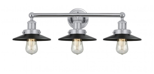 Railroad - 3 Light - 26 inch - Polished Chrome - Bath Vanity Light (3442|616-3W-PC-M6-BK)