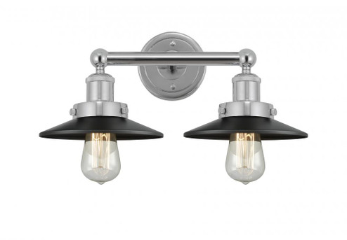 Railroad - 2 Light - 17 inch - Polished Chrome - Bath Vanity Light (3442|616-2W-PC-M6-BK)