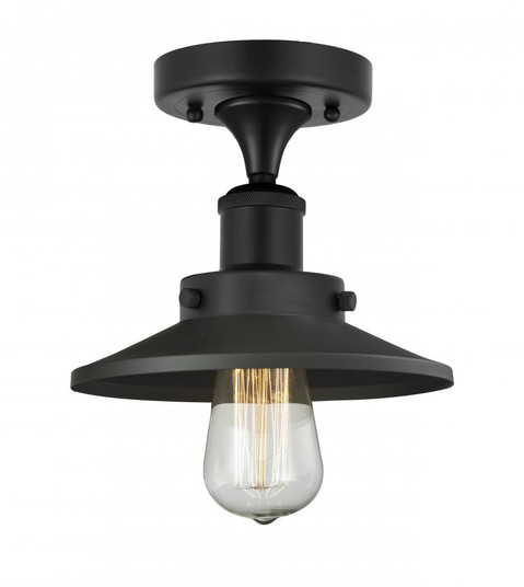 Railroad - 1 Light - 8 inch - Matte Black - Semi-Flush Mount (3442|616-1F-BK-M6-BK)