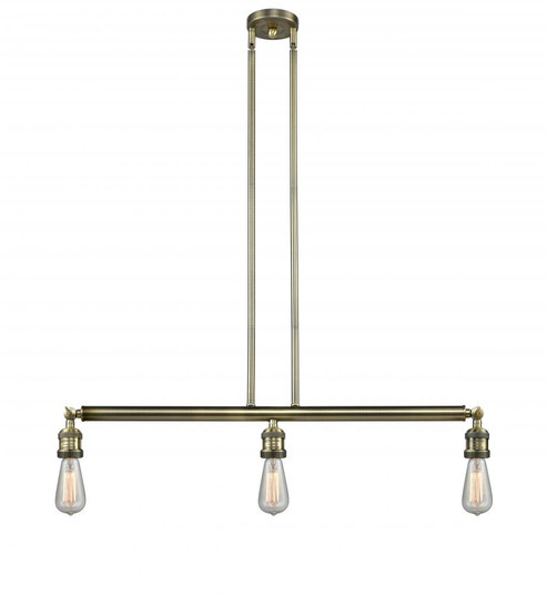 Bare Bulb - 3 Light - 38 inch - Antique Brass - Stem Hung - Island Light (3442|213-AB-LED)