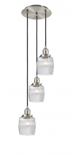 Colton - 3 Light - 12 inch - Brushed Satin Nickel - Cord hung - Multi Pendant (3442|113F-3P-SN-G302)