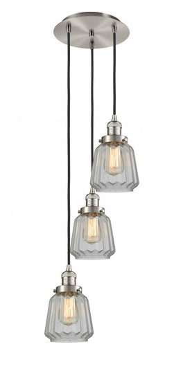 Chatham - 3 Light - 14 inch - Brushed Satin Nickel - Cord hung - Multi Pendant (3442|113F-3P-SN-G142)