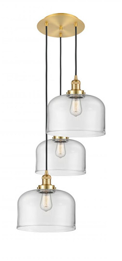 Cone - 3 Light - 18 inch - Satin Gold - Cord hung - Multi Pendant (3442|113F-3P-SG-G72-L)
