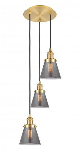 Cone - 3 Light - 13 inch - Satin Gold - Cord hung - Multi Pendant (3442|113F-3P-SG-G63)
