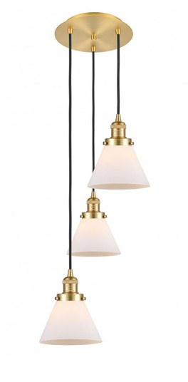 Cone - 3 Light - 14 inch - Satin Gold - Cord hung - Multi Pendant (3442|113F-3P-SG-G41)
