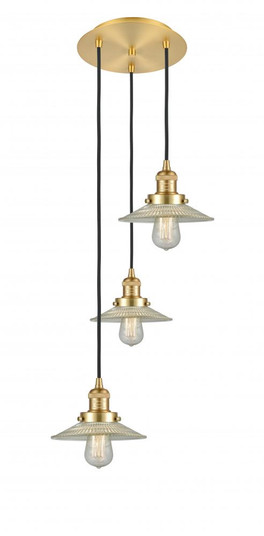 Halophane - 3 Light - 16 inch - Satin Gold - Cord hung - Multi Pendant (3442|113F-3P-SG-G2)