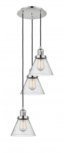 Cone - 3 Light - 14 inch - Polished Nickel - Cord hung - Multi Pendant (3442|113F-3P-PN-G44)