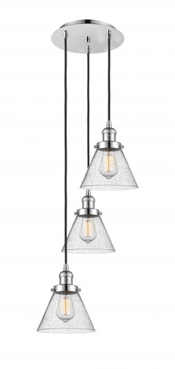 Cone - 3 Light - 14 inch - Polished Chrome - Cord hung - Multi Pendant (3442|113F-3P-PC-G44)