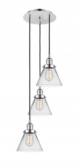 Cone - 3 Light - 14 inch - Polished Chrome - Cord hung - Multi Pendant (3442|113F-3P-PC-G42)