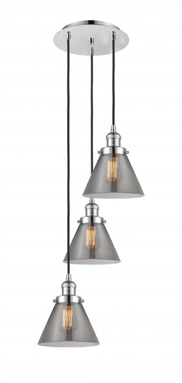Cone - 3 Light - 14 inch - Polished Chrome - Cord hung - Multi Pendant (3442|113F-3P-PC-G43)