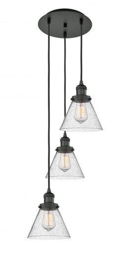 Cone - 3 Light - 14 inch - Matte Black - Cord hung - Multi Pendant (3442|113F-3P-BK-G44)