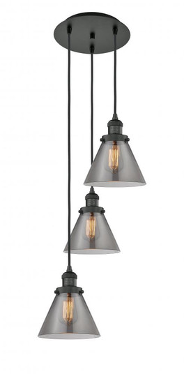 Cone - 3 Light - 14 inch - Matte Black - Cord hung - Multi Pendant (3442|113F-3P-BK-G43)