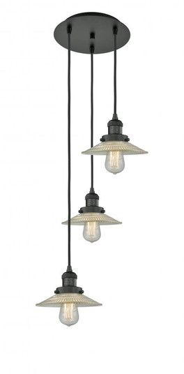 Halophane - 3 Light - 16 inch - Matte Black - Cord hung - Multi Pendant (3442|113F-3P-BK-G2)