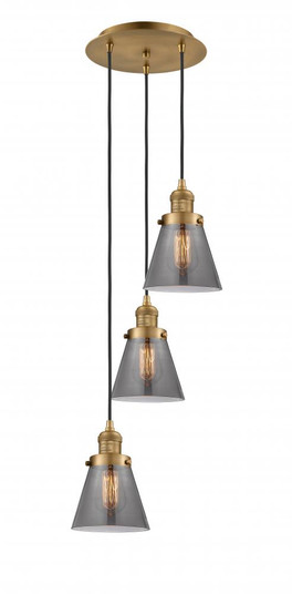 Cone - 3 Light - 13 inch - Brushed Brass - Cord hung - Multi Pendant (3442|113F-3P-BB-G63)