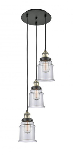 Canton - 3 Light - 13 inch - Black Antique Brass - Cord hung - Multi Pendant (3442|113F-3P-BAB-G182)
