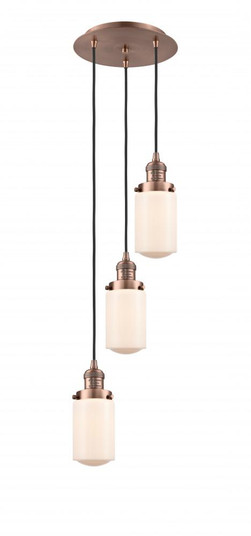 Dover - 3 Light - 11 inch - Antique Copper - Cord hung - Multi Pendant (3442|113F-3P-AC-G311)