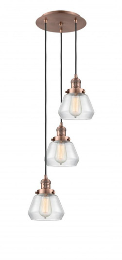 Fulton - 3 Light - 14 inch - Antique Copper - Cord hung - Multi Pendant (3442|113F-3P-AC-G172)