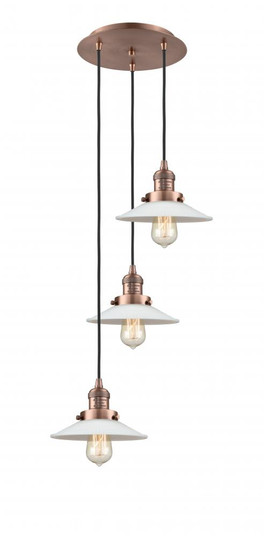 Halophane - 3 Light - 16 inch - Antique Copper - Cord hung - Multi Pendant (3442|113F-3P-AC-G1)