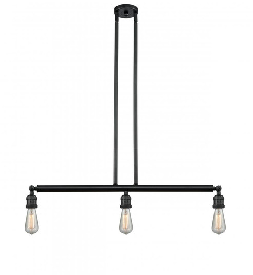 Bare Bulb - 3 Light - 38 inch - Matte Black - Stem Hung - Adjustable Island Light (3442|213-BK)