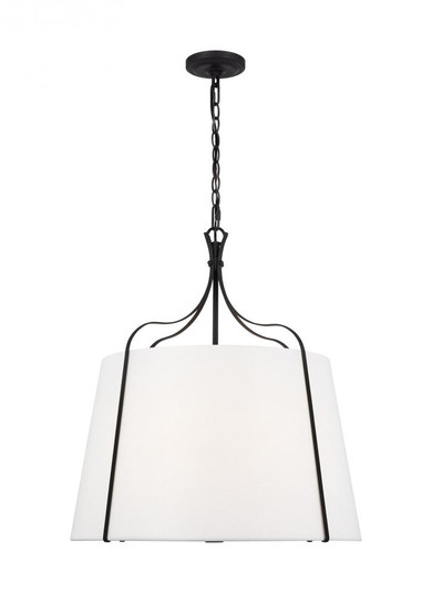 Leander transitional 4-light indoor dimmable large hanging shade pendant in smith steel grey finish (7725|AP1264SMS)