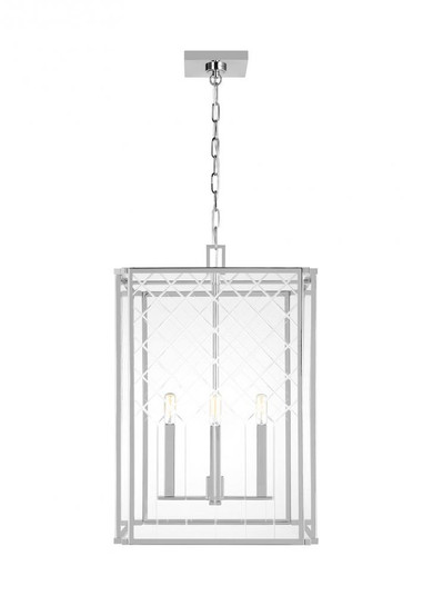 Erro transitional 4-light indoor dimmable medium ceiling hanging lantern pendant in polished nickel (7725|AC1144PN)