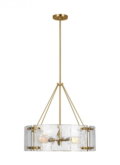 Calvert transitional 4-light indoor dimmable medium ceiling chandelier in burnished brass gold finis (7725|AP1234BBS)