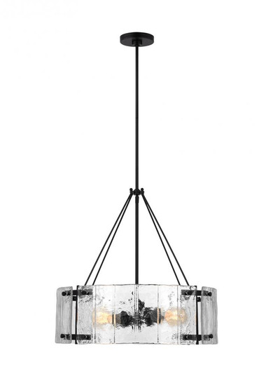 Calvert transitional 4-light indoor dimmable medium ceiling chandelier in aged iron finish with clea (7725|AP1234AI)