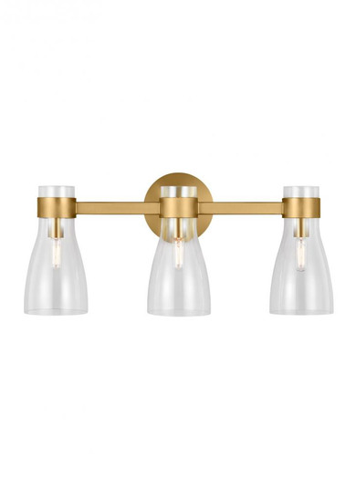 Moritz mid-century modern 3-light indoor dimmable bath vanity wall sconce in burnished brass gold fi (7725|AEV1003BBS)