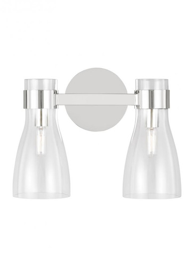 Moritz mid-century modern 2-light indoor dimmable bath vanity wall sconce in polished nickel silver (7725|AEV1002PN)