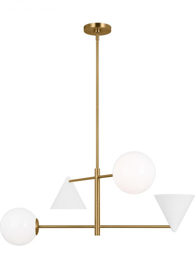 Cosmo mid-century modern 4-light indoor dimmable large ceiling chandelier in burnished brass gold fi (7725|AEC1104MWTBBS)