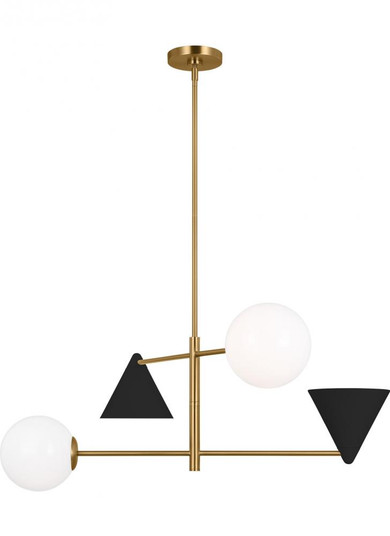 Cosmo mid-century modern 4-light indoor dimmable large ceiling chandelier in burnished brass gold fi (7725|AEC1104MBKBBS)