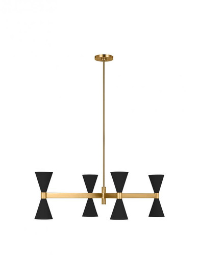Albertine mid-century modern 8-light indoor dimmable linear ceiling chandelier in midnight black fin (7725|AEC1068MBK)