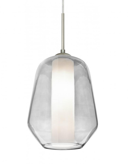 Besa Link Pendant for Multiport Canopy, Clear/Opal, Satin Nickel Finish, 1x9W LED (127|J-LINKCL-LED-SN)