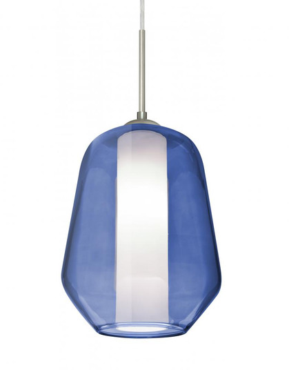 Besa Link Pendant for Multiport Canopy, Blue/Opal, Satin Nickel Finish, 1x9W LED (127|J-LINKBL-LED-SN)